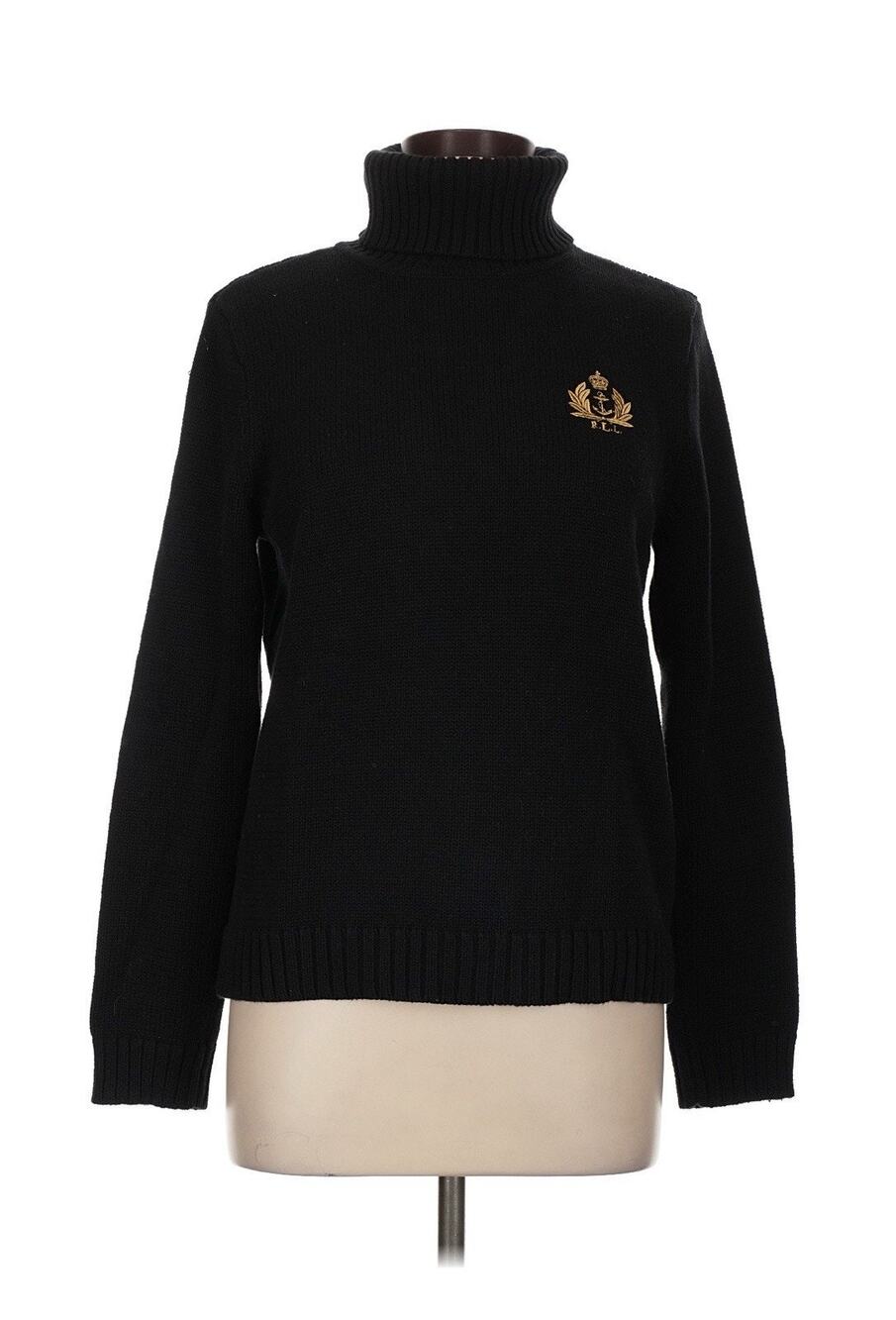 Ralph Lauren Nautical Gold Patch cotton turtleneck sweater Black L